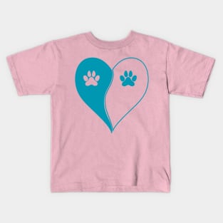 Love with pet footprint with paw and heart symbol graphic Kids T-Shirt